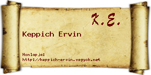 Keppich Ervin névjegykártya